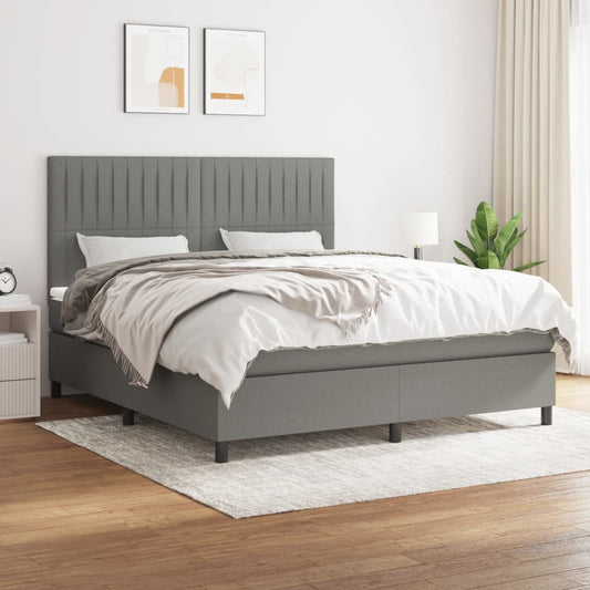 Boxspring met matras stof donkergrijs 160x200 cm is nu te koop bij PeponiXL, paradijselijk wonen!