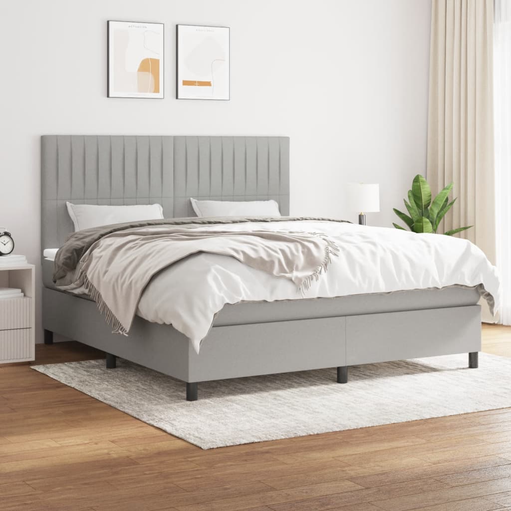 Boxspring met matras stof lichtgrijs 180x200 cm is nu te koop bij PeponiXL, paradijselijk wonen!