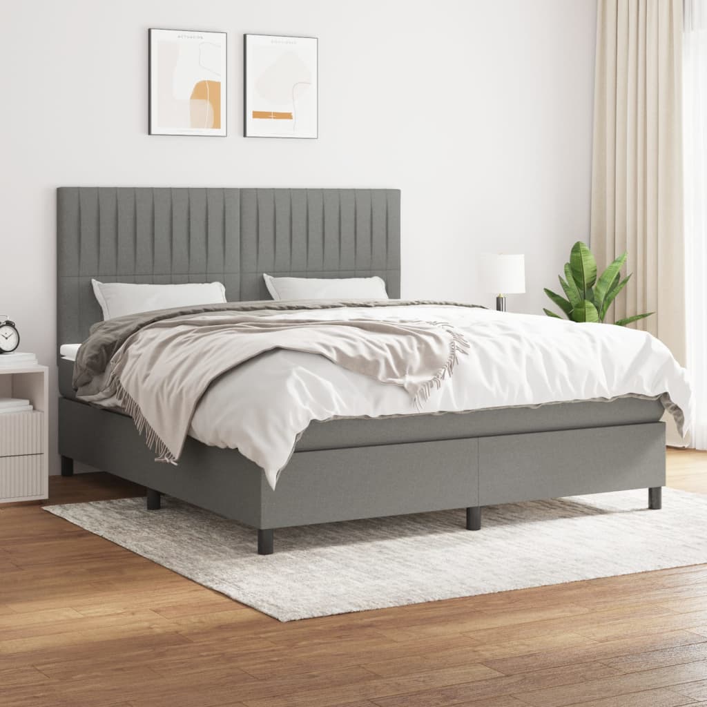 Boxspring met matras stof donkergrijs 180x200 cm is nu te koop bij PeponiXL, paradijselijk wonen!