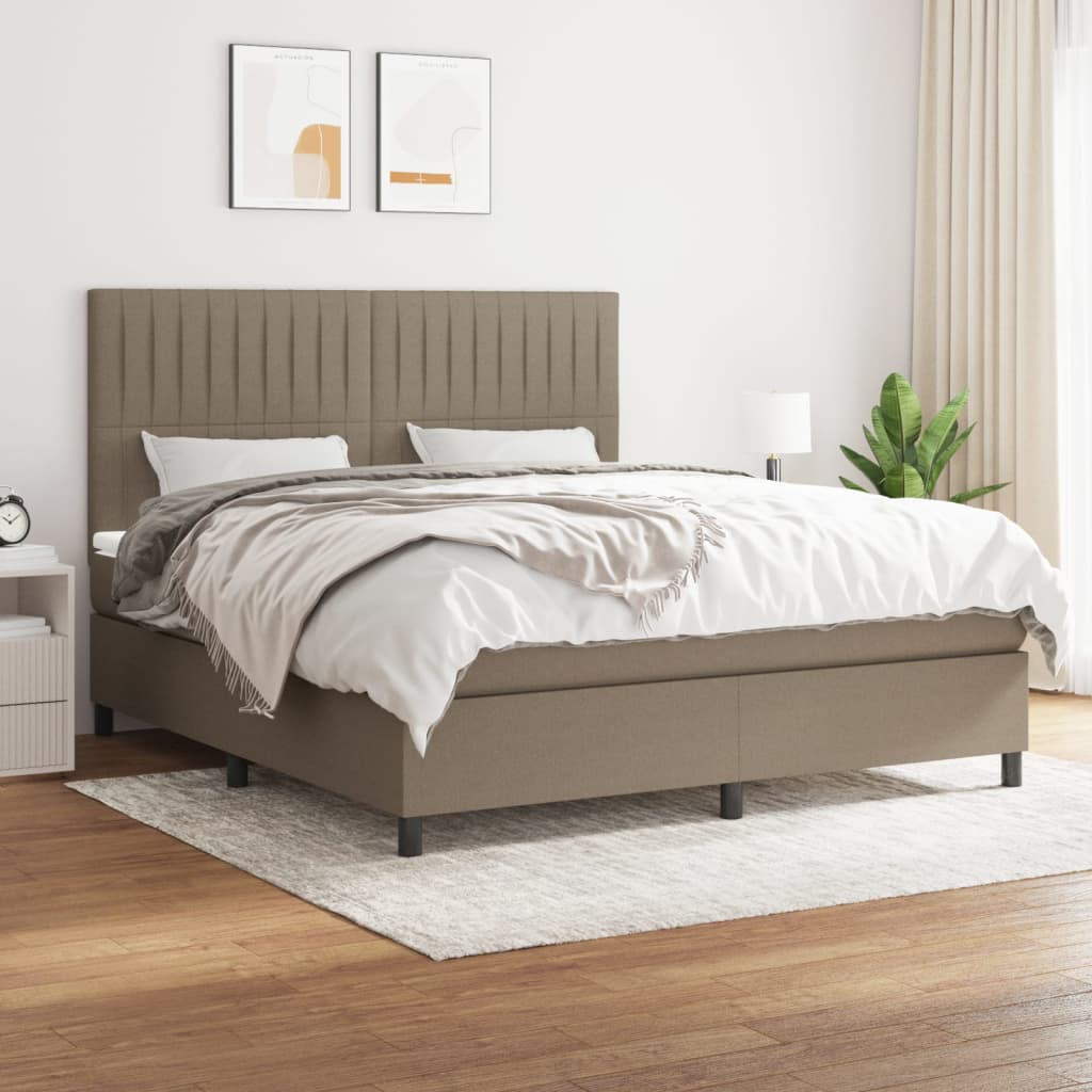 Boxspring met matras stof taupe 180x200 cm is nu te koop bij PeponiXL, paradijselijk wonen!