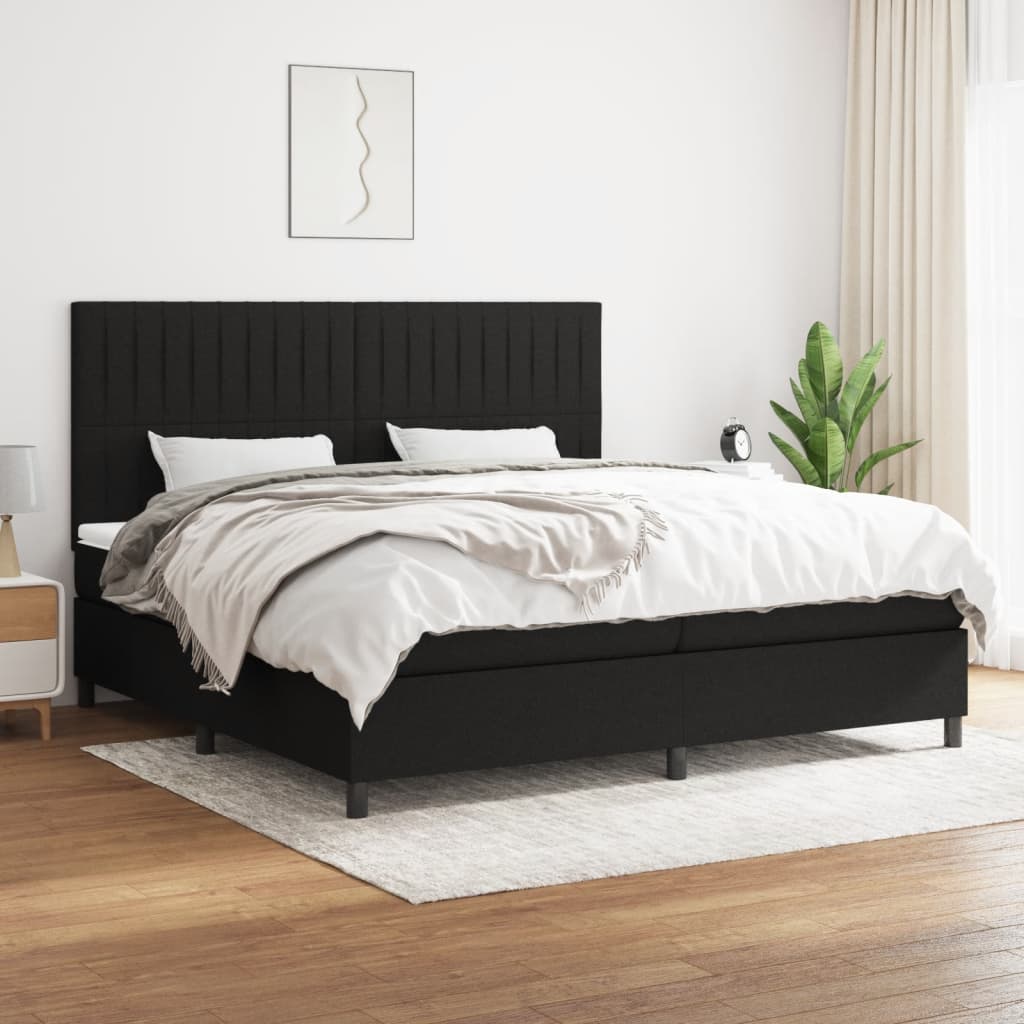 Boxspring met matras stof zwart 200x200 cm is nu te koop bij PeponiXL, paradijselijk wonen!