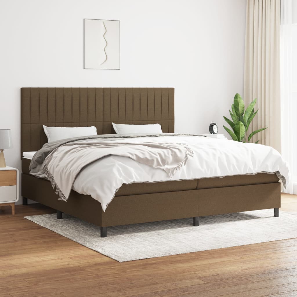 Boxspring met matras stof donkerbruin 200x200 cm is nu te koop bij PeponiXL, paradijselijk wonen!