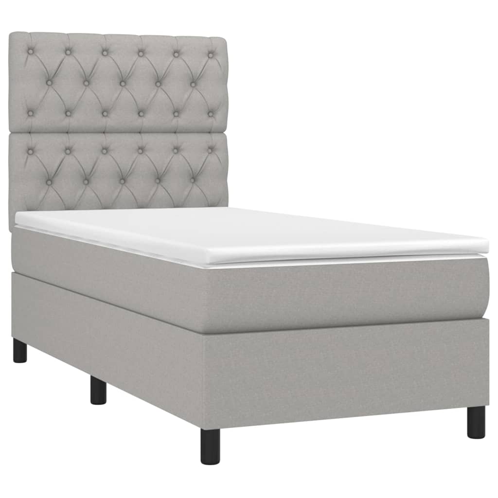 Boxspring met matras stof lichtgrijs 80x200 cm is nu te koop bij PeponiXL, paradijselijk wonen!
