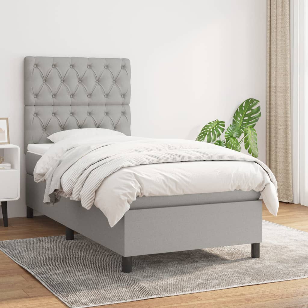 Boxspring met matras stof lichtgrijs 80x200 cm is nu te koop bij PeponiXL, paradijselijk wonen!