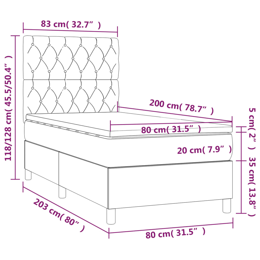 Boxspring met matras stof blauw 80x200 cm is nu te koop bij PeponiXL, paradijselijk wonen!