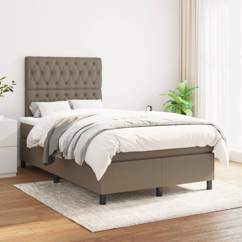 Boxspring met matras stof taupe 120x200 cm is nu te koop bij PeponiXL, paradijselijk wonen!