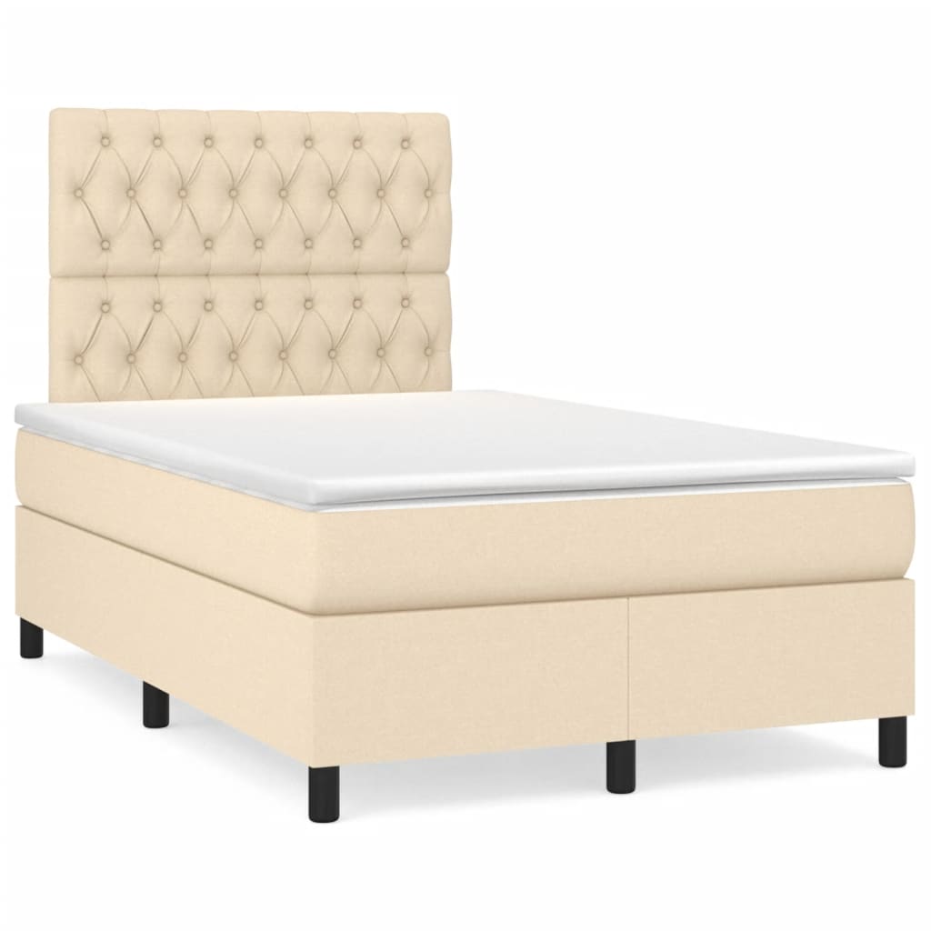 Boxspring met matras stof crèmekleurig 120x200 cm is nu te koop bij PeponiXL, paradijselijk wonen!