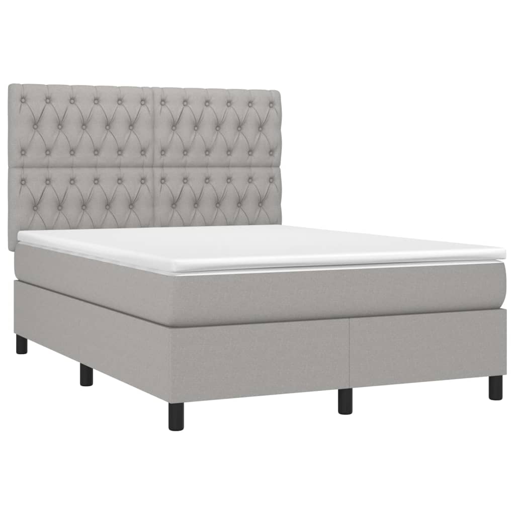 Boxspring met matras stof lichtgrijs 140x200 cm is nu te koop bij PeponiXL, paradijselijk wonen!