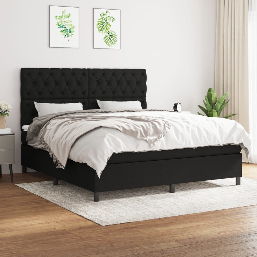 Boxspring met matras stof zwart 160x200 cm is nu te koop bij PeponiXL, paradijselijk wonen!