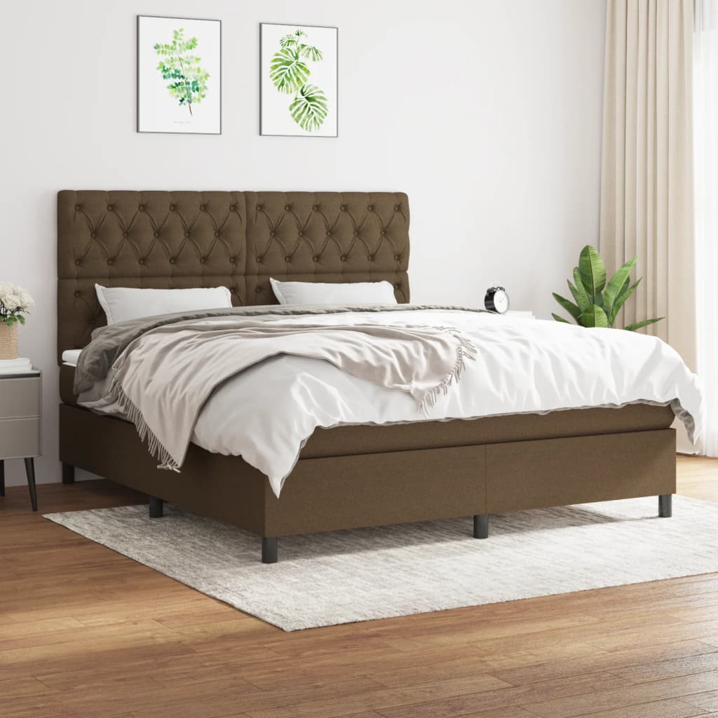 Boxspring met matras stof donkerbruin 160x200 cm is nu te koop bij PeponiXL, paradijselijk wonen!