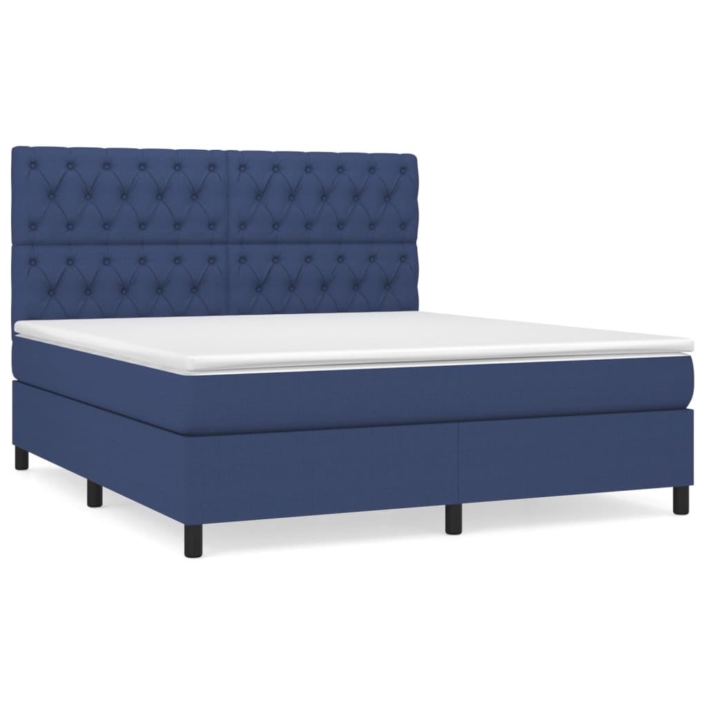 Boxspring met matras stof blauw 160x200 cm is nu te koop bij PeponiXL, paradijselijk wonen!