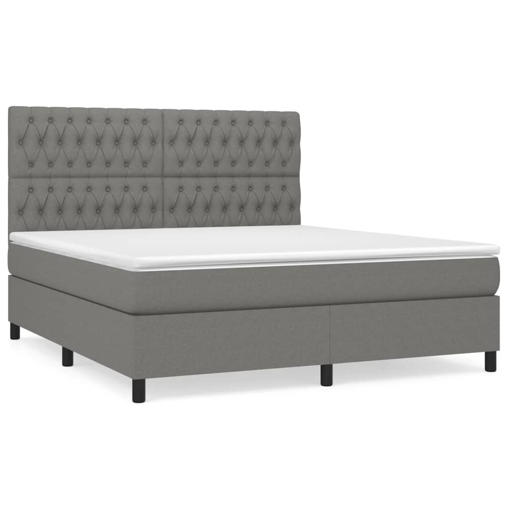Boxspring met matras stof donkergrijs 180x200 cm is nu te koop bij PeponiXL, paradijselijk wonen!
