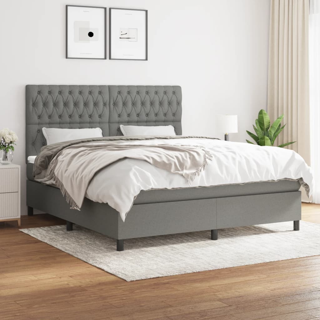 Boxspring met matras stof donkergrijs 180x200 cm is nu te koop bij PeponiXL, paradijselijk wonen!