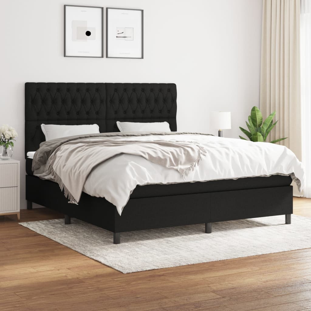 Boxspring met matras stof zwart 180x200 cm is nu te koop bij PeponiXL, paradijselijk wonen!