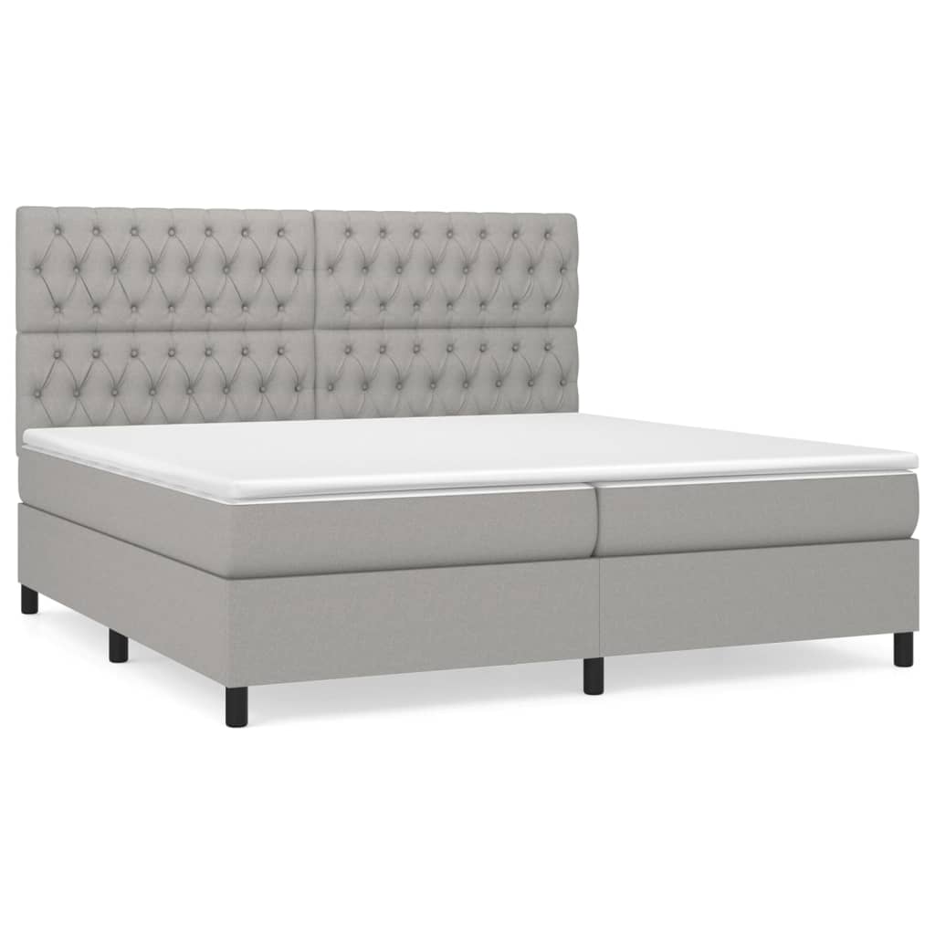 Boxspring met matras stof lichtgrijs 200x200 cm is nu te koop bij PeponiXL, paradijselijk wonen!