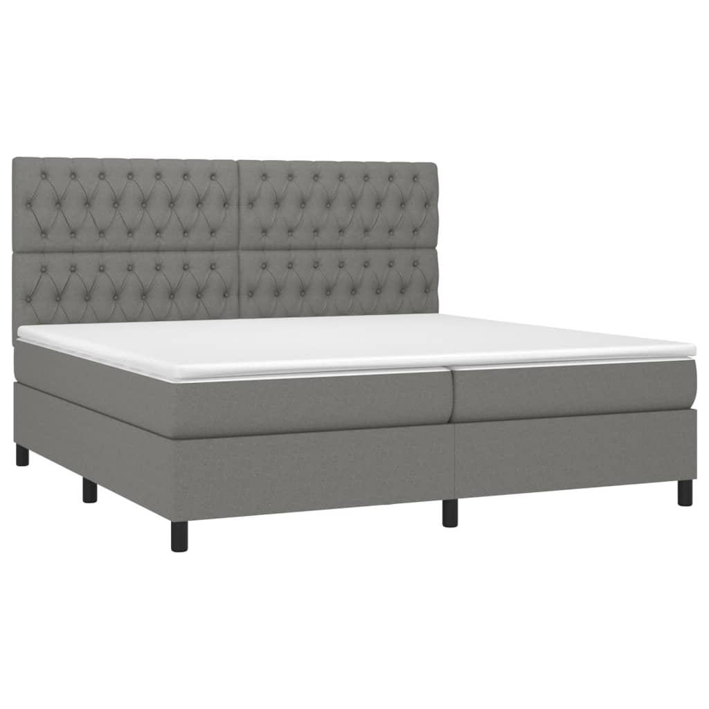 Boxspring met matras stof donkergrijs 200x200 cm is nu te koop bij PeponiXL, paradijselijk wonen!
