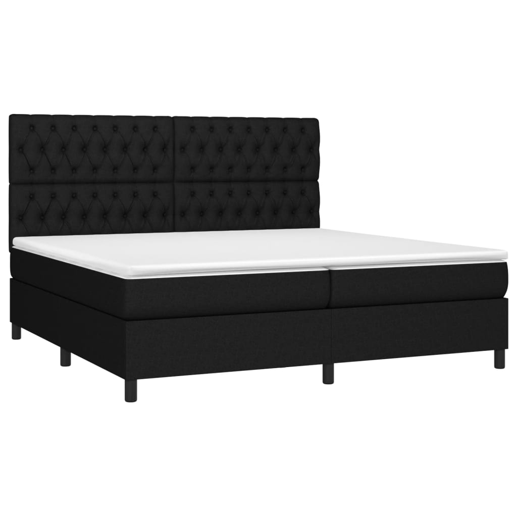 Boxspring met matras stof zwart 200x200 cm is nu te koop bij PeponiXL, paradijselijk wonen!