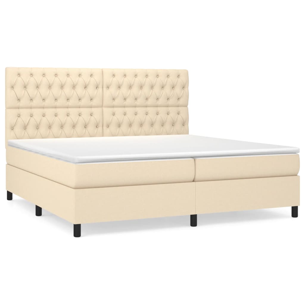 Boxspring met matras stof crèmekleurig 200x200 cm is nu te koop bij PeponiXL, paradijselijk wonen!
