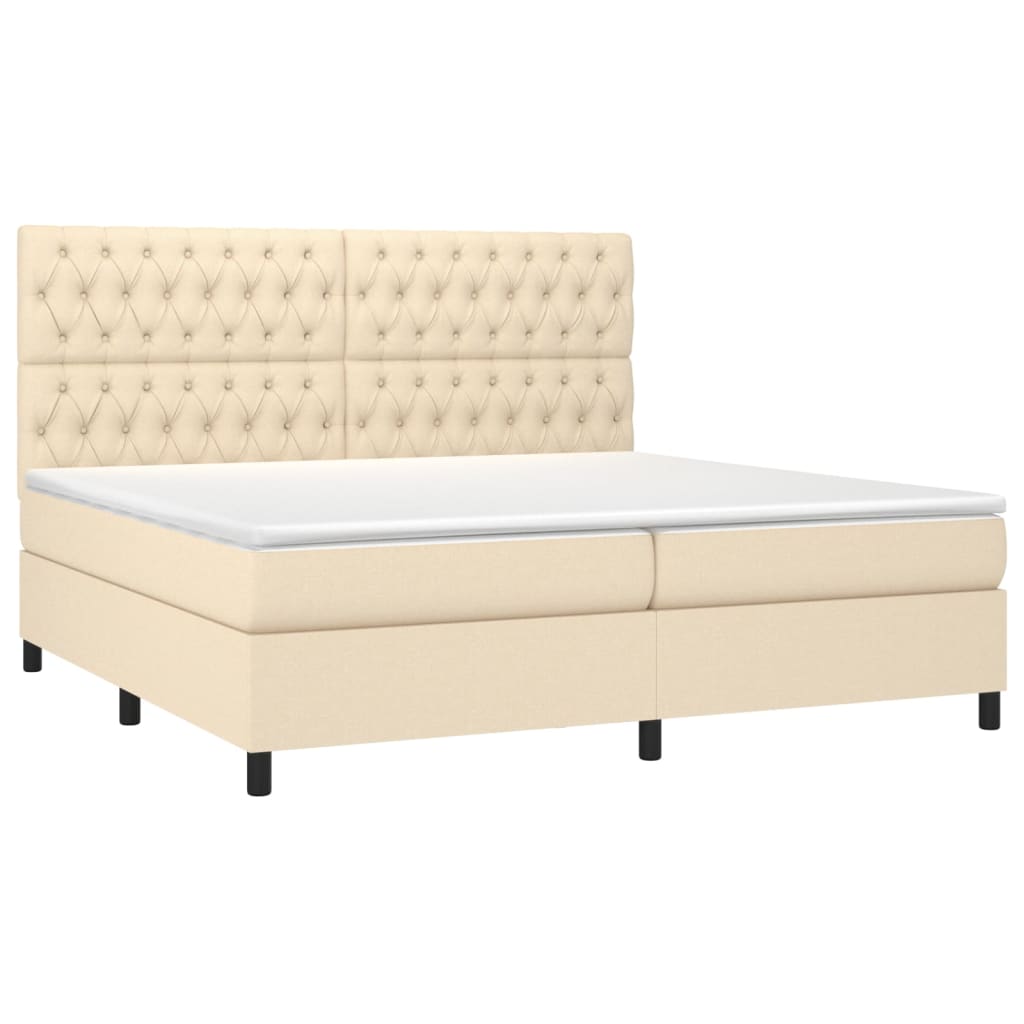 Boxspring met matras stof crèmekleurig 200x200 cm is nu te koop bij PeponiXL, paradijselijk wonen!