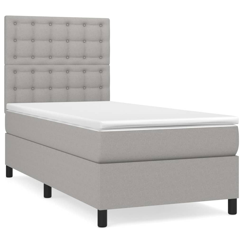 Boxspring met matras stof lichtgrijs 80x200 cm is nu te koop bij PeponiXL, paradijselijk wonen!