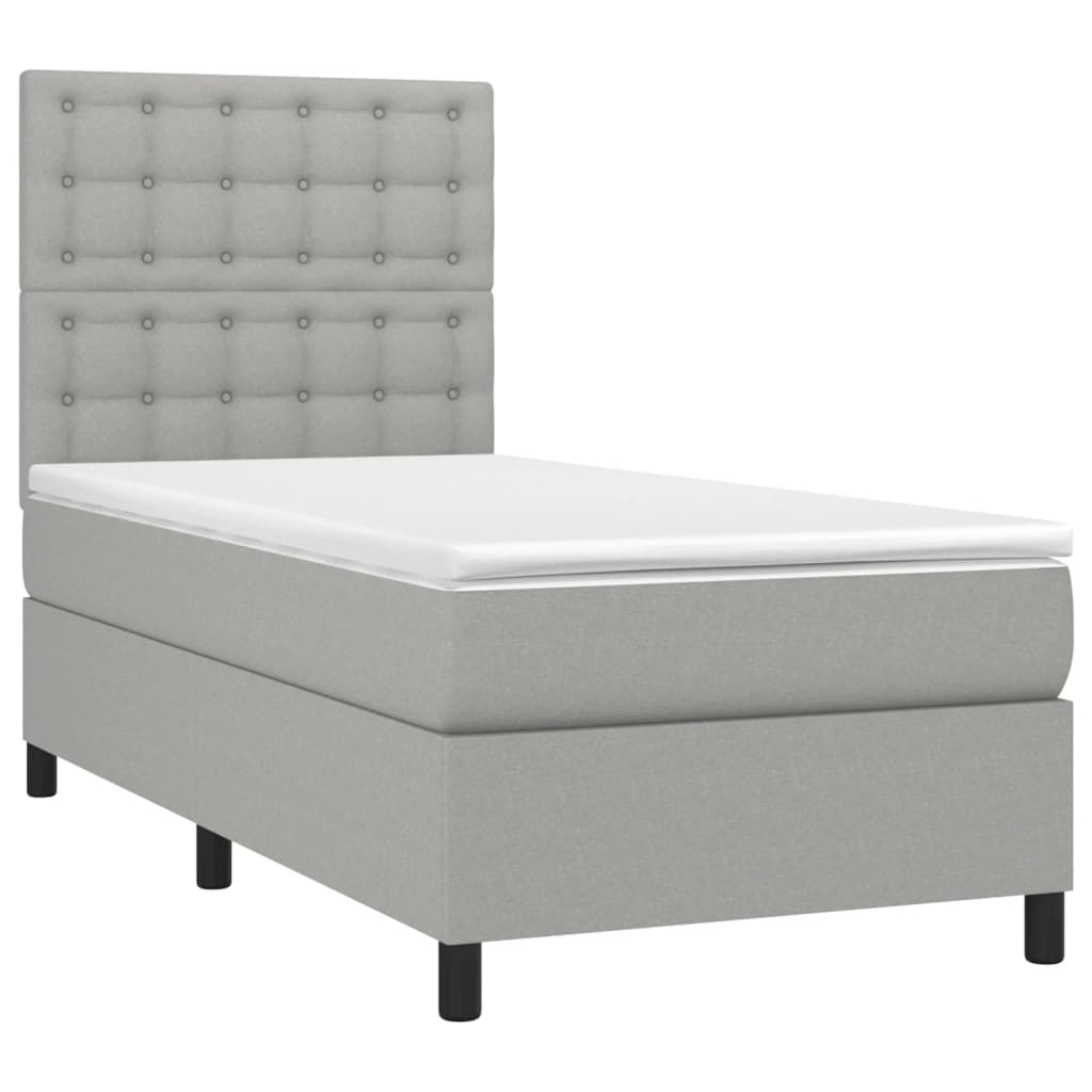 Boxspring met matras stof lichtgrijs 80x200 cm is nu te koop bij PeponiXL, paradijselijk wonen!
