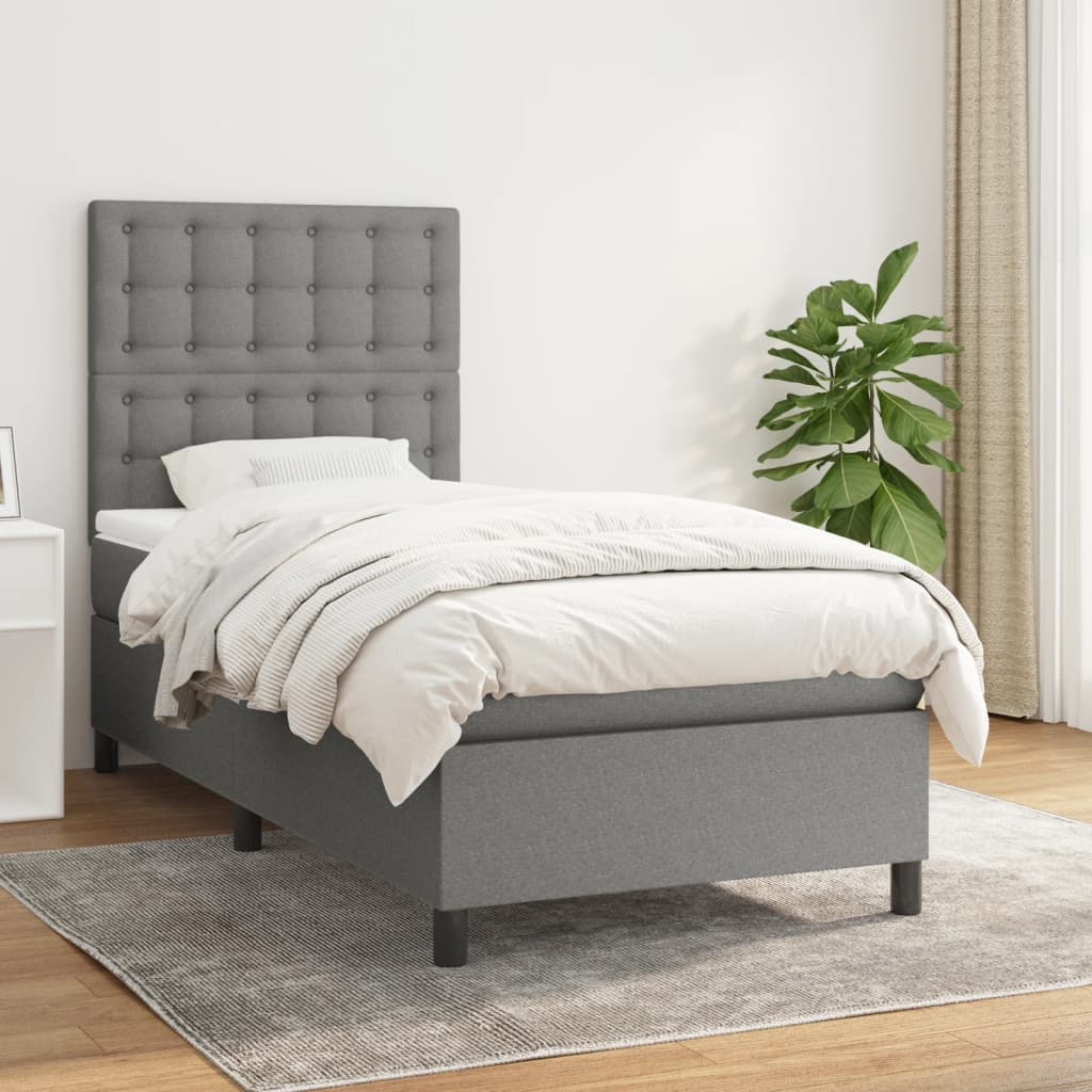 Boxspring met matras stof donkergrijs 80x200 cm is nu te koop bij PeponiXL, paradijselijk wonen!