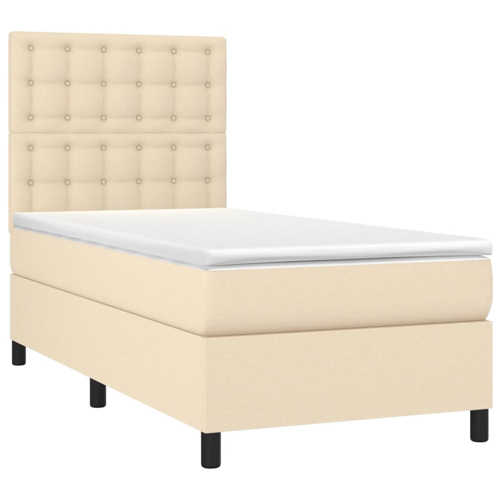 Boxspring met matras stof crèmekleurig 80x200 cm is nu te koop bij PeponiXL, paradijselijk wonen!