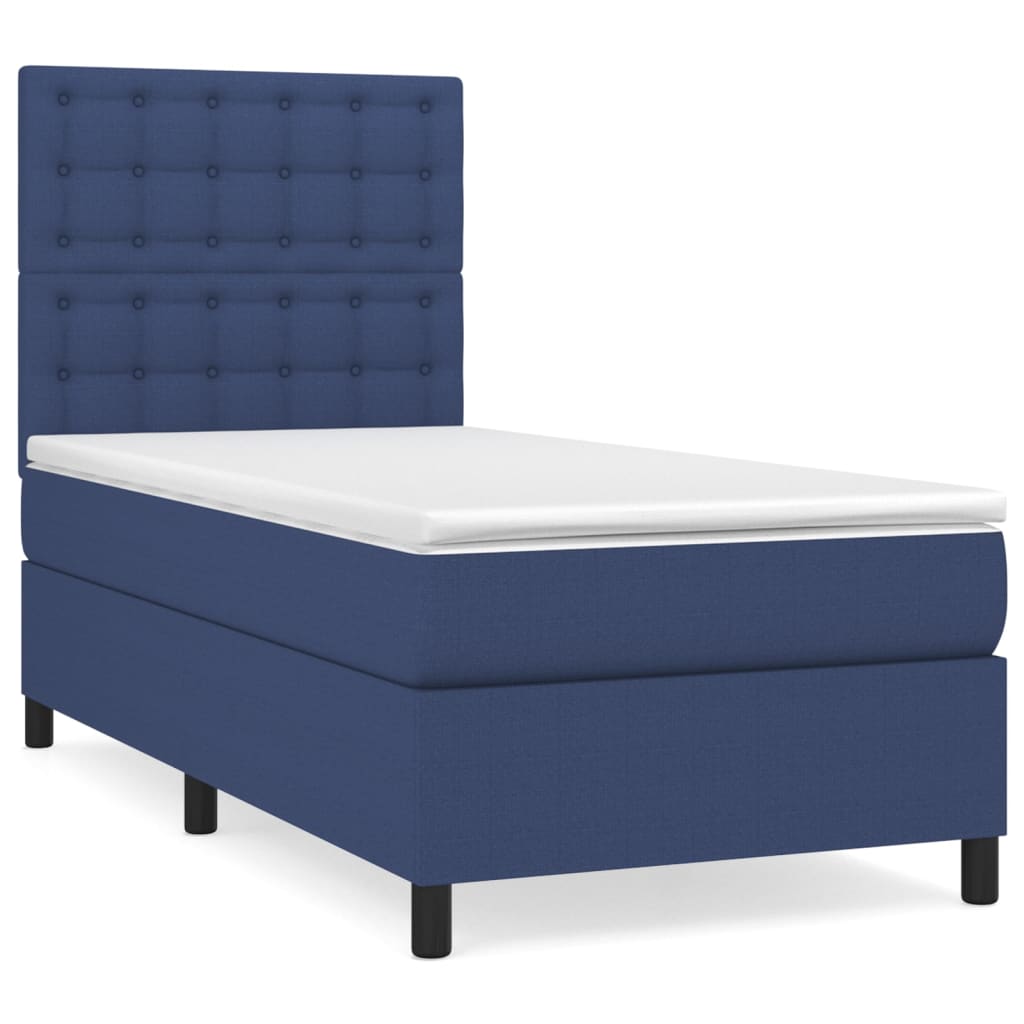 Boxspring met matras stof blauw 90x190 cm is nu te koop bij PeponiXL, paradijselijk wonen!