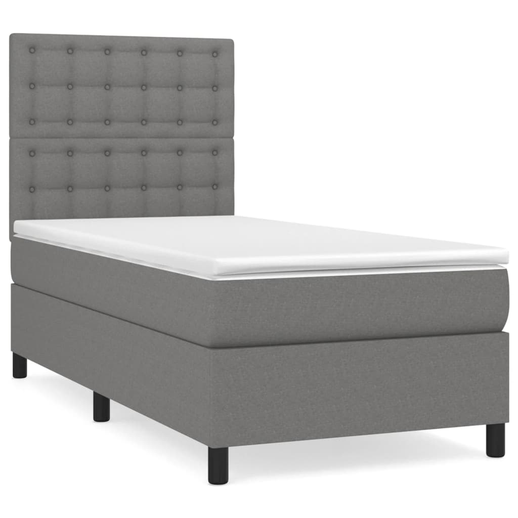 Boxspring met matras stof donkergrijs 90x200 cm is nu te koop bij PeponiXL, paradijselijk wonen!