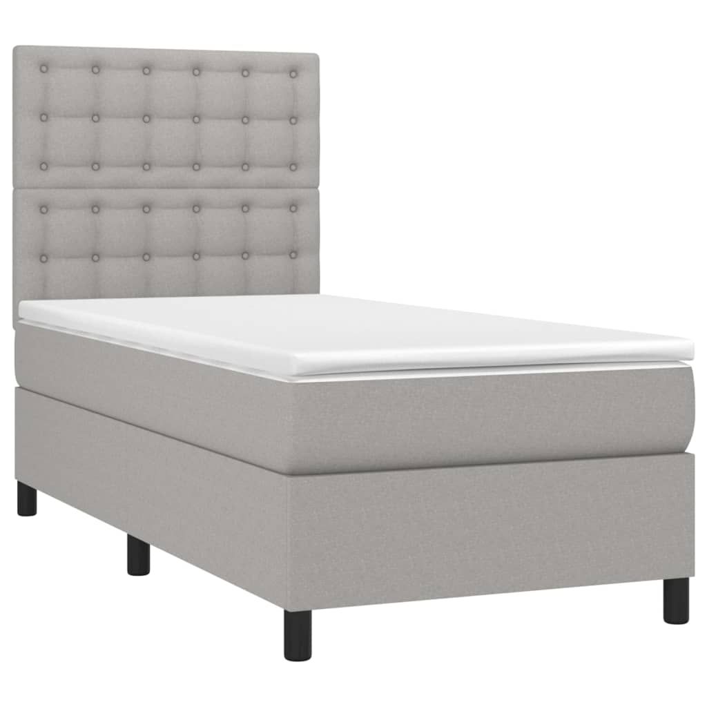 Boxspring met matras stof lichtgrijs 100x200 cm is nu te koop bij PeponiXL, paradijselijk wonen!