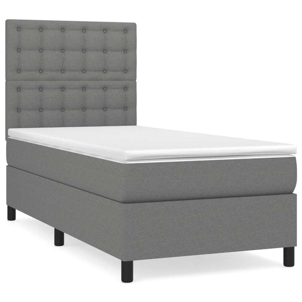 Boxspring met matras stof donkergrijs 100x200 cm is nu te koop bij PeponiXL, paradijselijk wonen!