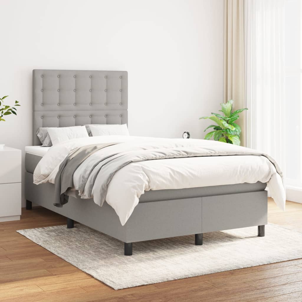 Boxspring met matras stof lichtgrijs 120x200 cm is nu te koop bij PeponiXL, paradijselijk wonen!