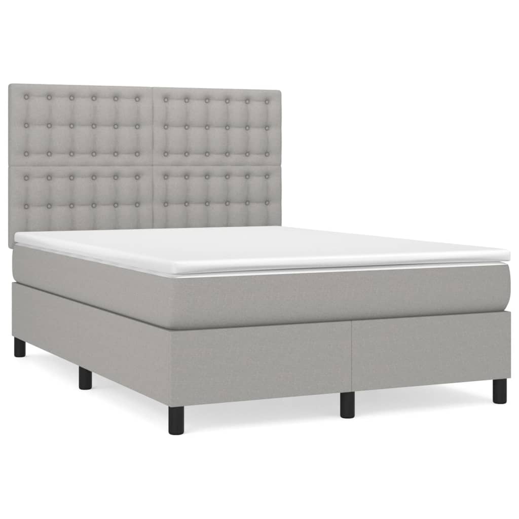 Boxspring met matras stof lichtgrijs 140x190 cm is nu te koop bij PeponiXL, paradijselijk wonen!