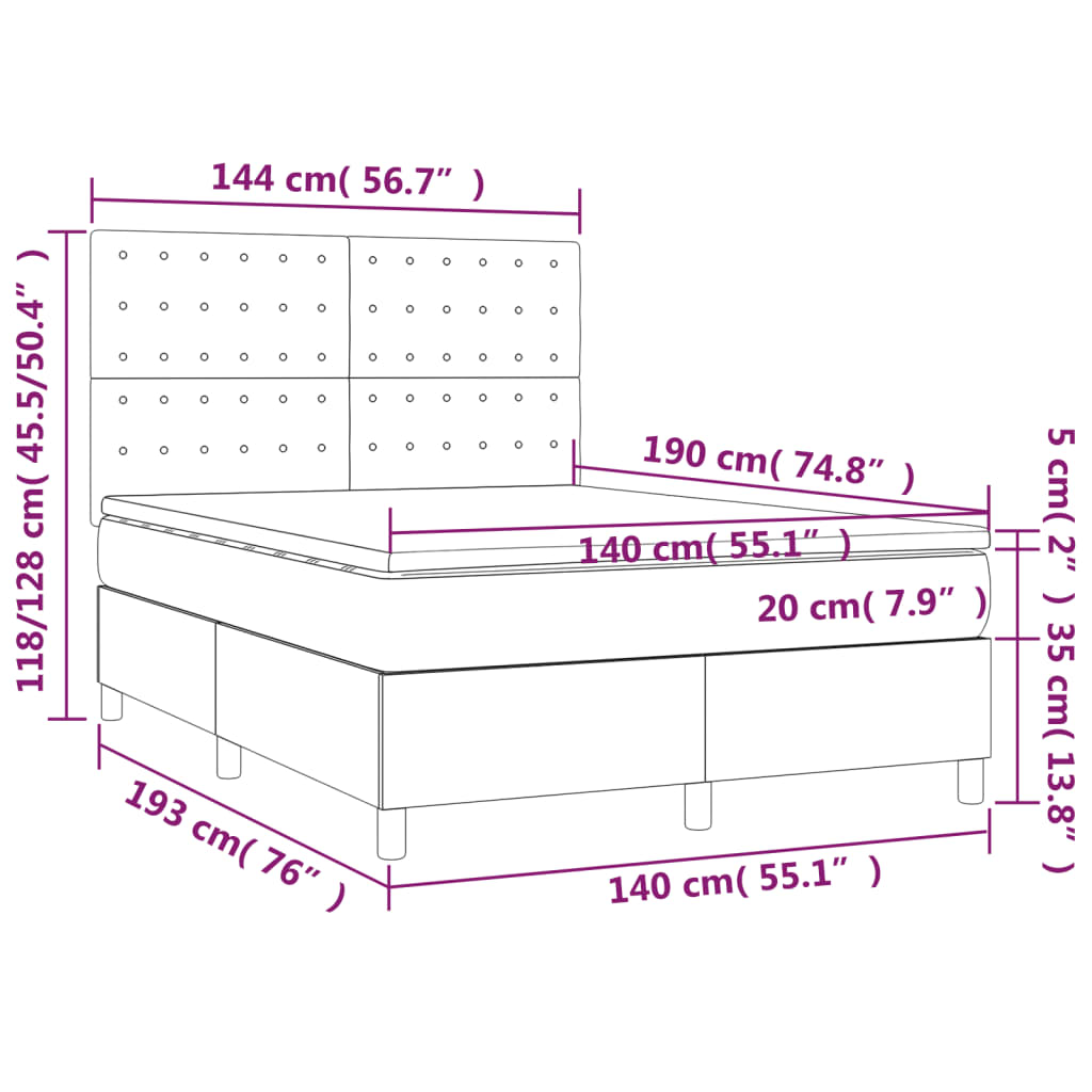 Boxspring met matras stof lichtgrijs 140x190 cm is nu te koop bij PeponiXL, paradijselijk wonen!