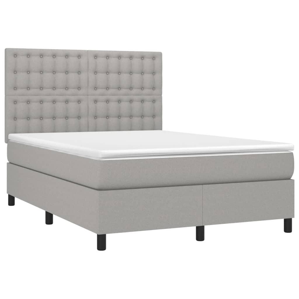 Boxspring met matras stof lichtgrijs 140x200 cm is nu te koop bij PeponiXL, paradijselijk wonen!