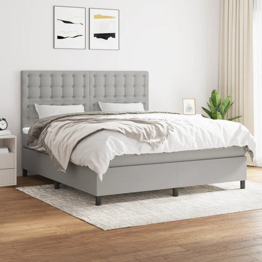 Boxspring met matras stof lichtgrijs 160x200 cm is nu te koop bij PeponiXL, paradijselijk wonen!