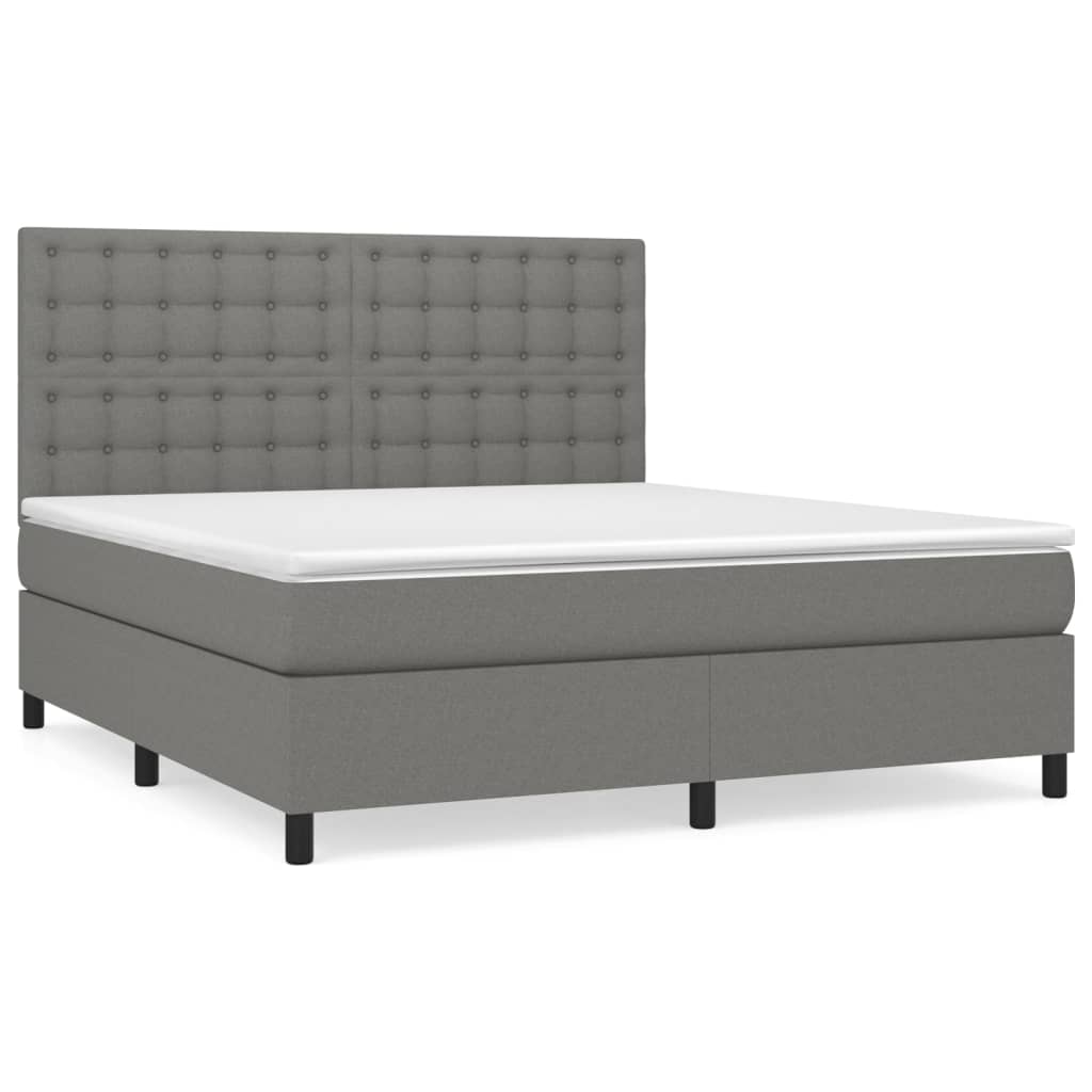 Boxspring met matras stof donkergrijs 160x200 cm is nu te koop bij PeponiXL, paradijselijk wonen!