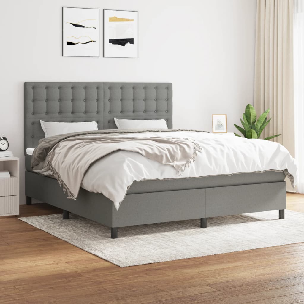 Boxspring met matras stof donkergrijs 160x200 cm is nu te koop bij PeponiXL, paradijselijk wonen!