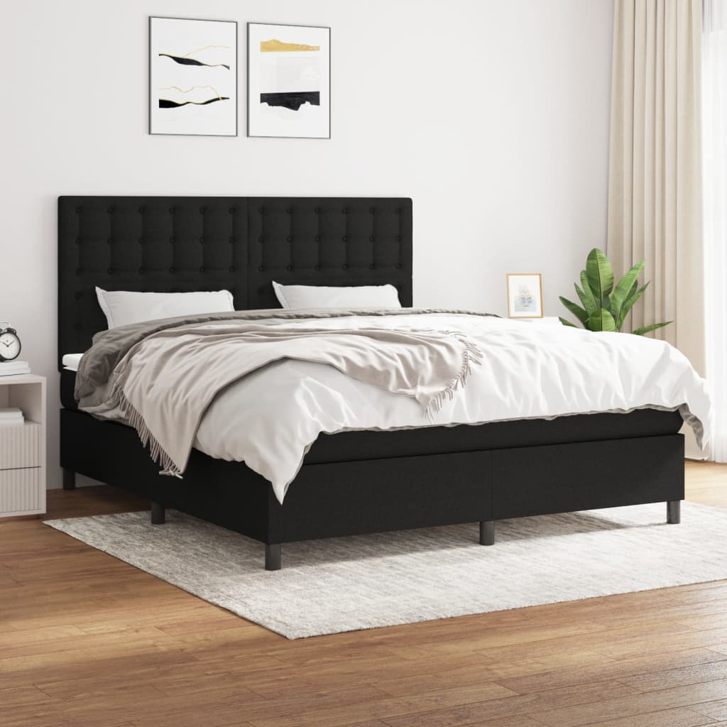 Boxspring met matras stof zwart 160x200 cm is nu te koop bij PeponiXL, paradijselijk wonen!