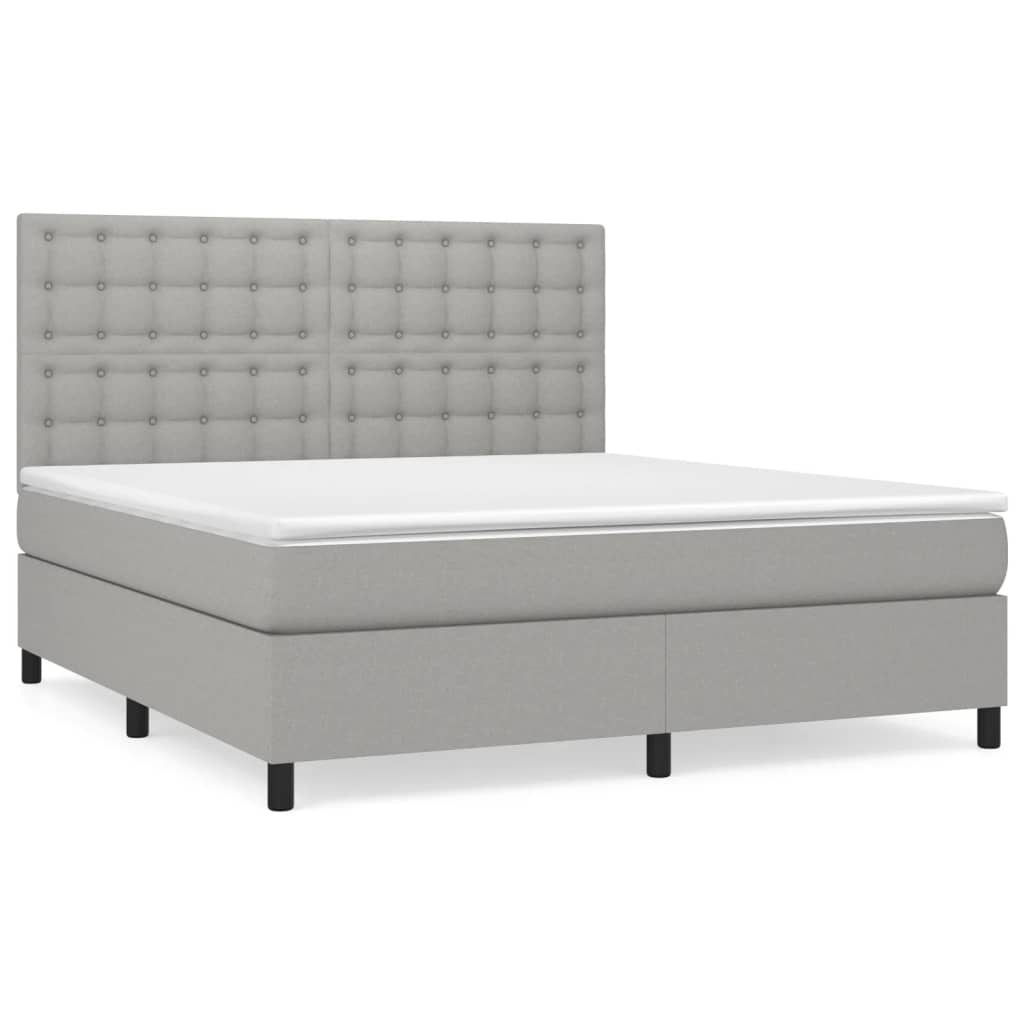Boxspring met matras stof lichtgrijs 180x200 cm is nu te koop bij PeponiXL, paradijselijk wonen!