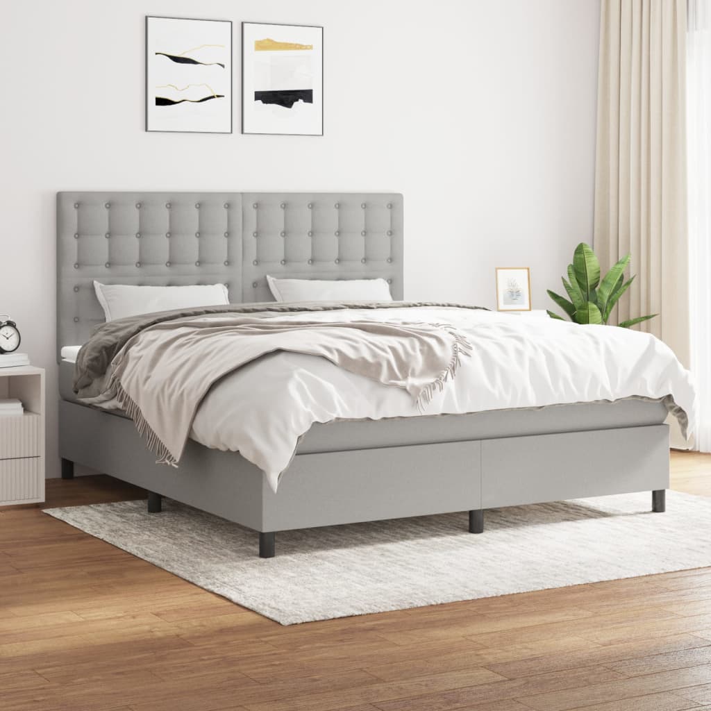 Boxspring met matras stof lichtgrijs 180x200 cm is nu te koop bij PeponiXL, paradijselijk wonen!