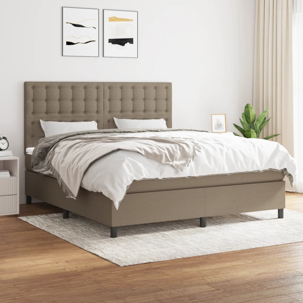 Boxspring met matras stof taupe 180x200 cm is nu te koop bij PeponiXL, paradijselijk wonen!
