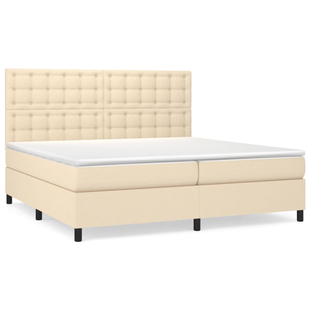 Boxspring met matras stof crèmekleurig 200x200 cm is nu te koop bij PeponiXL, paradijselijk wonen!