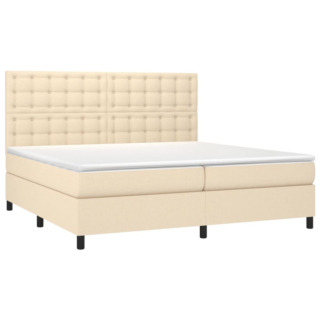 Boxspring met matras stof crèmekleurig 200x200 cm is nu te koop bij PeponiXL, paradijselijk wonen!