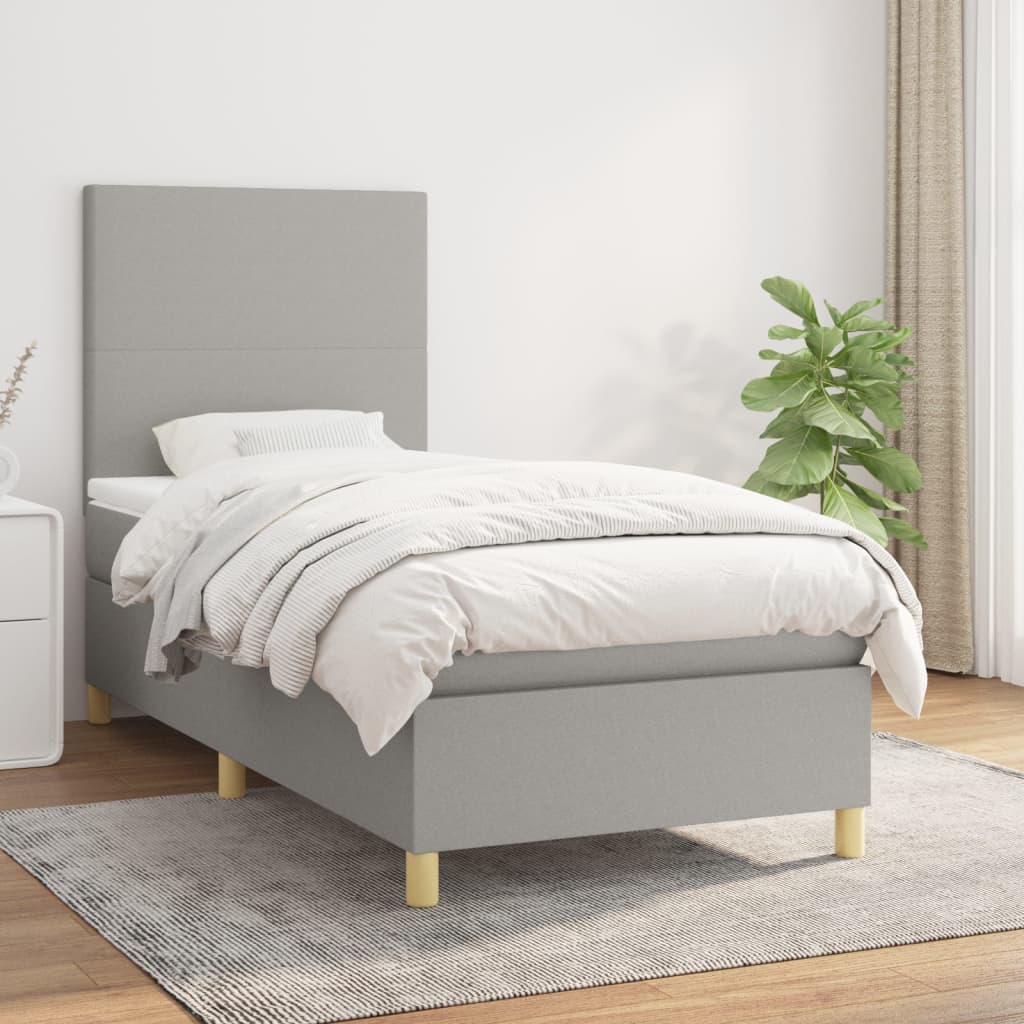 Boxspring met matras stof lichtgrijs 80x200 cm is nu te koop bij PeponiXL, paradijselijk wonen!