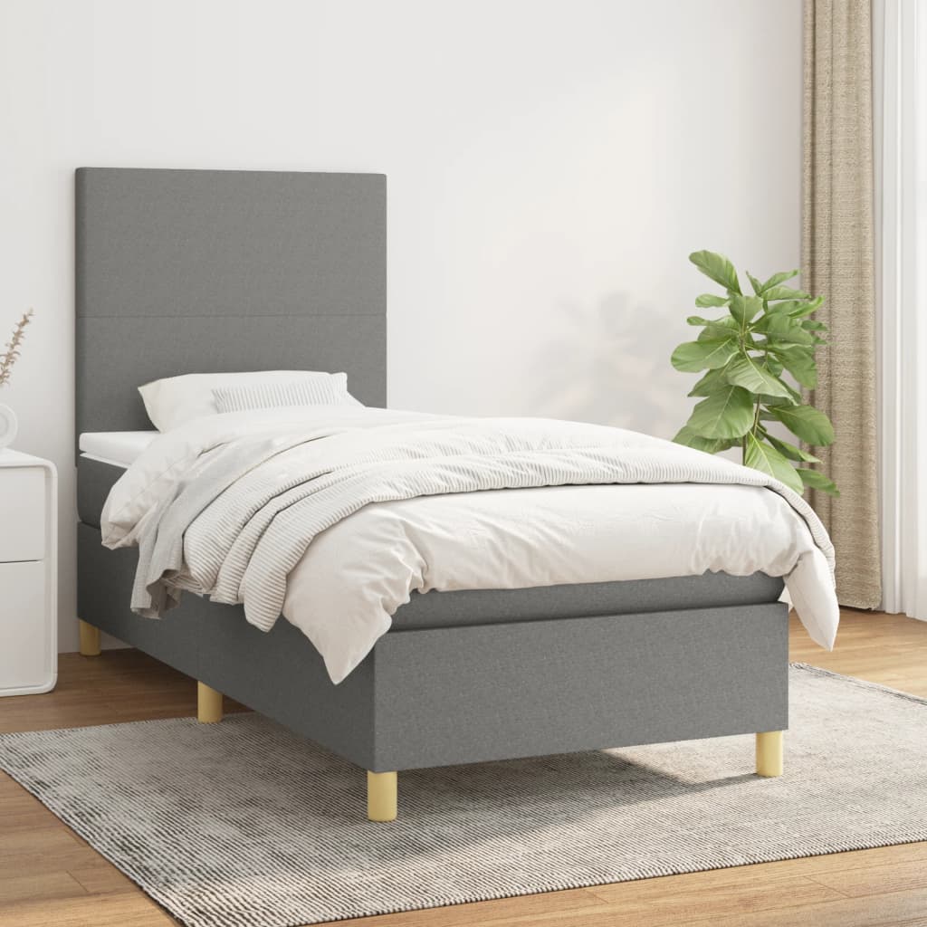 Boxspring met matras stof donkergrijs 80x200 cm is nu te koop bij PeponiXL, paradijselijk wonen!