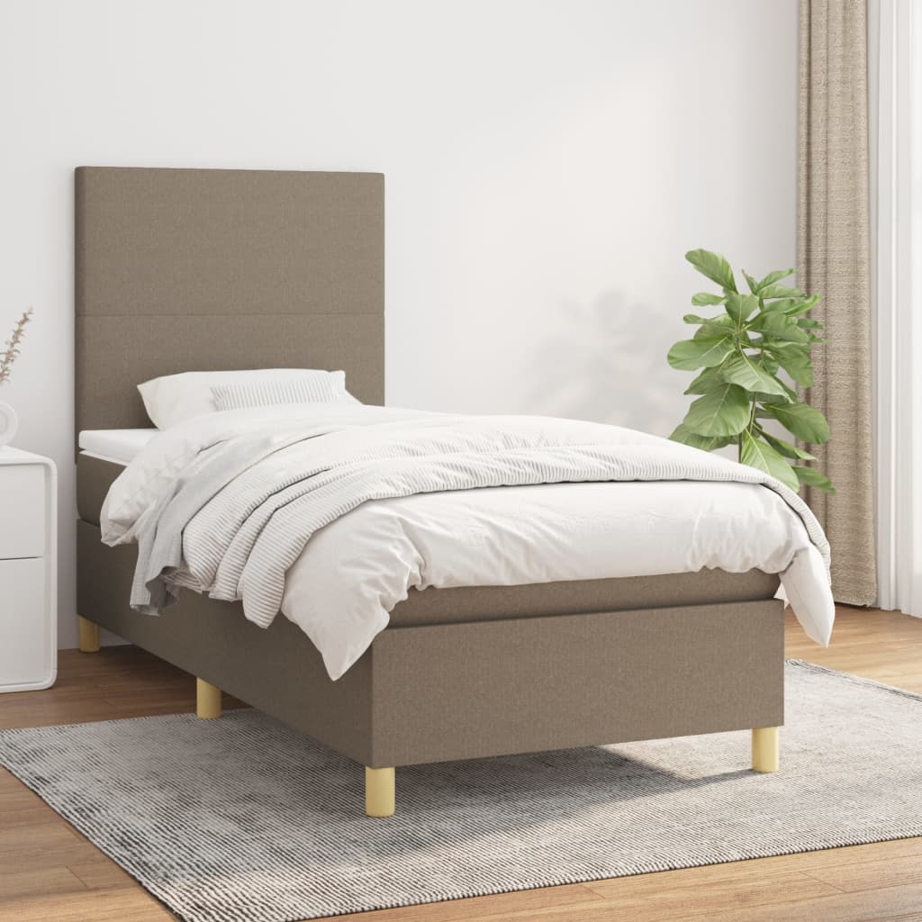 Boxspring met matras stof taupe 80x200 cm is nu te koop bij PeponiXL, paradijselijk wonen!