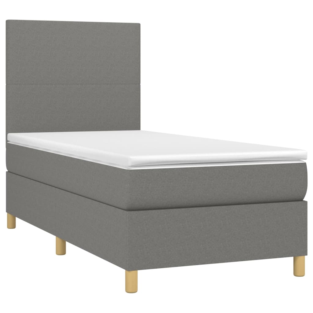Boxspring met matras stof donkergrijs 90x190 cm is nu te koop bij PeponiXL, paradijselijk wonen!