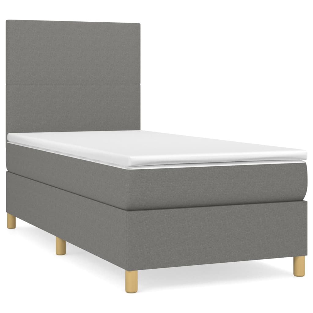 Boxspring met matras stof donkergrijs 90x200 cm is nu te koop bij PeponiXL, paradijselijk wonen!