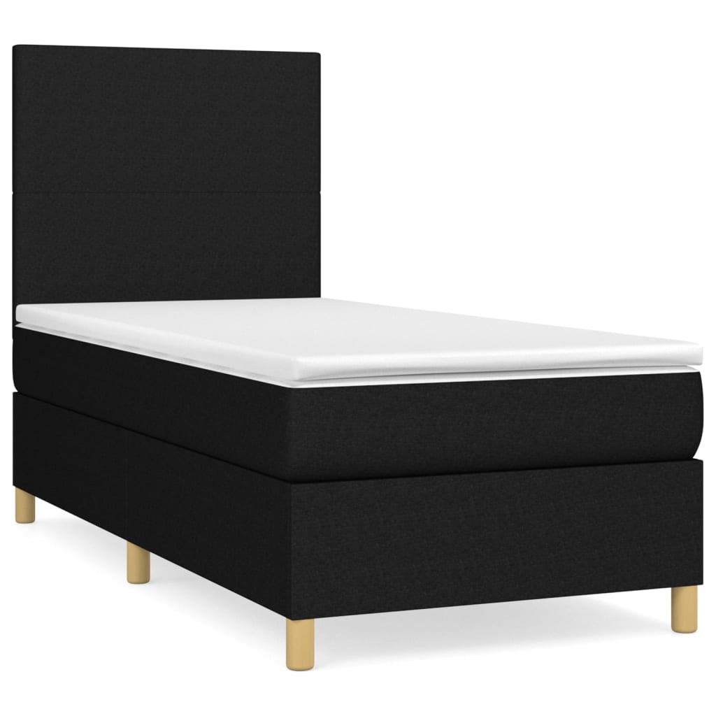 Boxspring met matras stof zwart 100x200 cm is nu te koop bij PeponiXL, paradijselijk wonen!